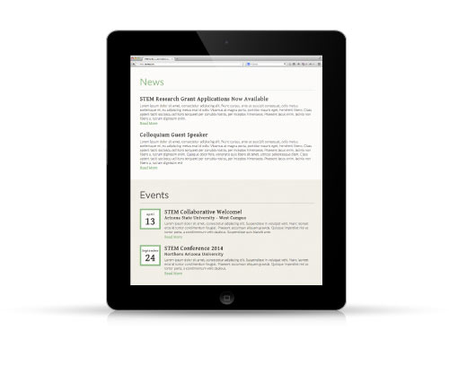 Stem AZ Education Collaborative website preview viewed on iPad